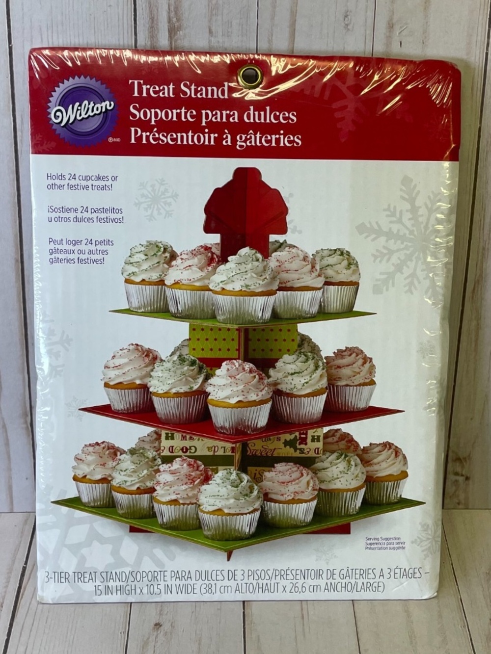 Wilton Christmas Holiday Treat Stand Cupcake Cake Candy 3 Tiers Party Tower NEW